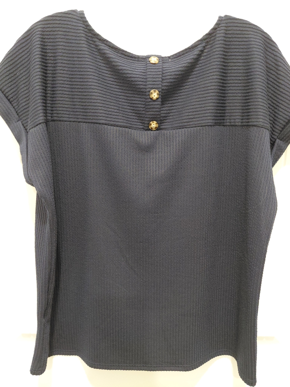 Navy Short Sleeve Ribbed Tee #0725 - Picture 6 of 9